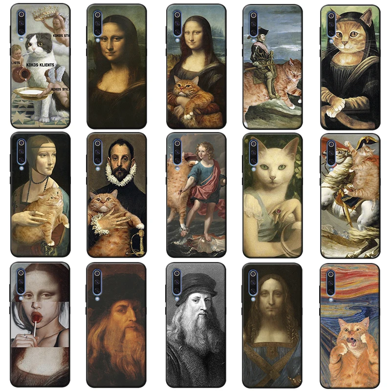 Забавный Мягкий силиконовый чехол для телефона Mona Lisa Pat Cat Art Для xiaomi mi 9 pro 9t se 8