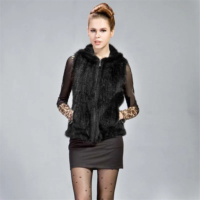 Женские вязаные жилеты из натурального меха норки с капюшоном женские меховые
