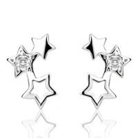 new fashion pin earring simple cute stars shiny cubic zirconia earrings for women ear jewelry brincos bijoux j40