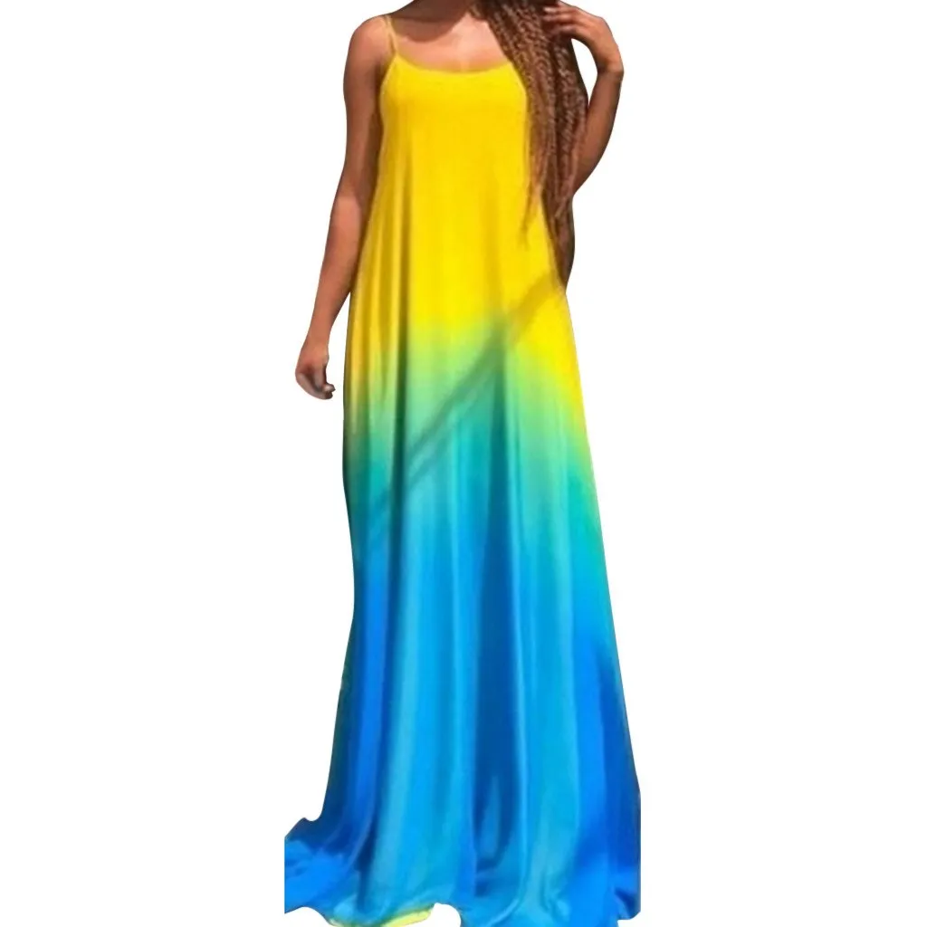 Женское пляжное платье макси с градиентным принтом Пляжное Платье в стиле бохо