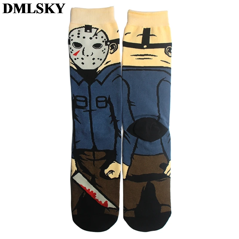 DMLSKY Friday the 13t забавные Женские носочки мужские модные хлопковые носки с 3D принтом носки с рисунками новинка носки M3720