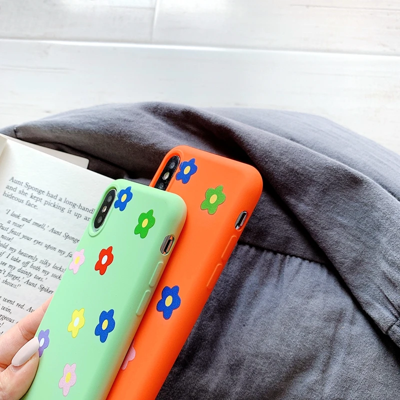 For Samsung Galaxy S10 Plus Case Cute Matcha green Orange Floral Patterned Cover Soft Silicone Matte Cases |