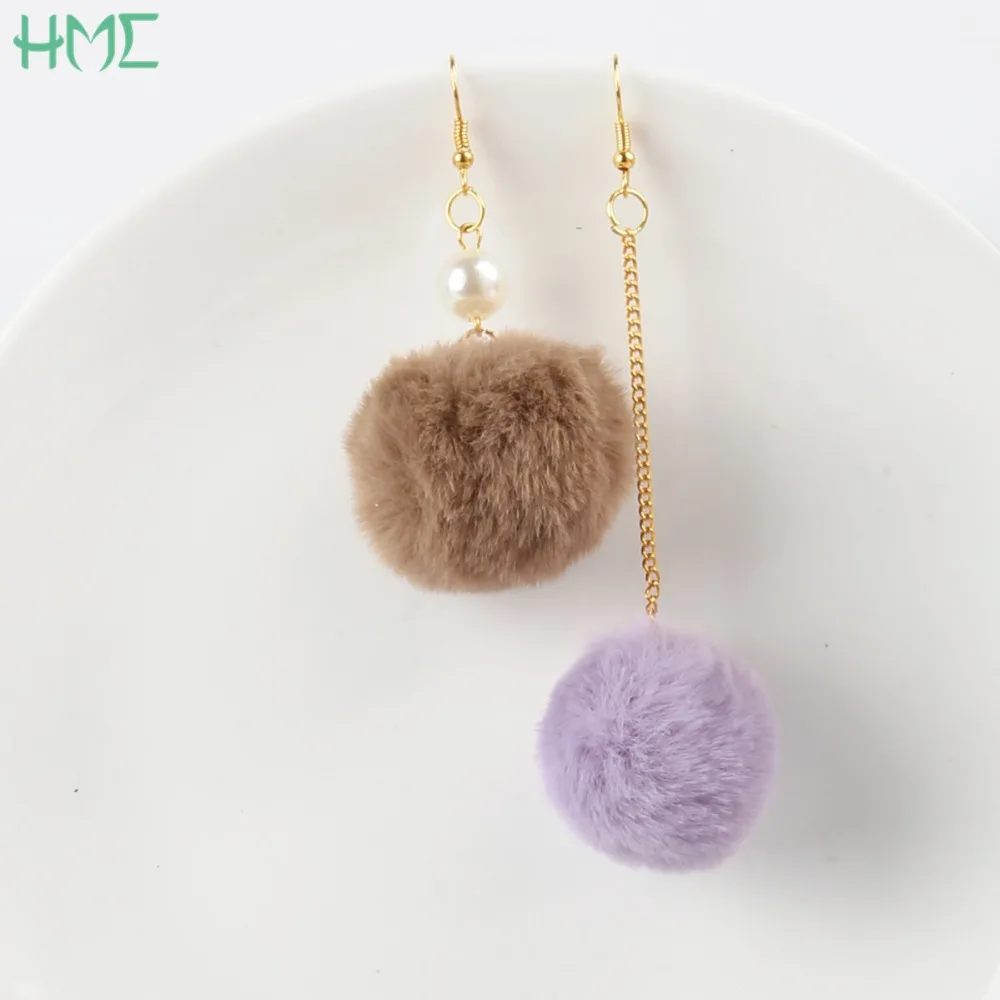 New 6pcs/lot 4cm DIY Handmade Accessories Faux Rabbit Fur Ball PomPom Pendant Charms For Earring Key Chain Jewelry Making | Украшения и