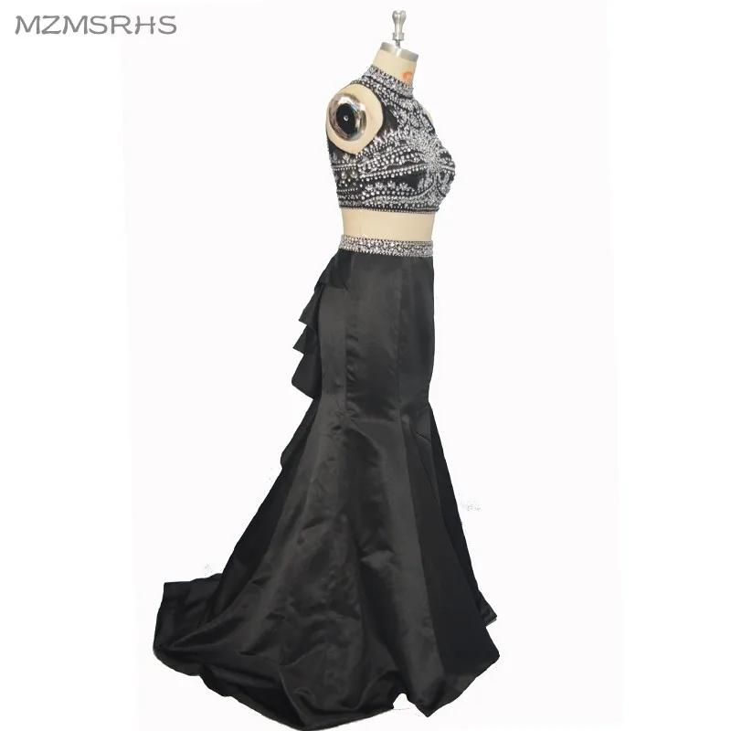 Новое поступление платья для выпускного вечера с бисером 2017 черные вечерние 2