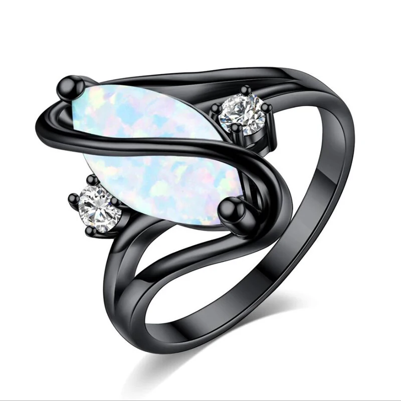 KOFSAC Fashion Shiny Black Gold Rings Unisex Jewelry Different Occasion Charm Opal Horse Eye Ring Female Engagement Accessories | Украшения