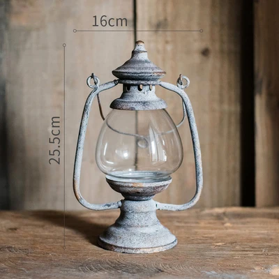 A attractive handmade antique metal glass candle holder lantern - Цвет: A