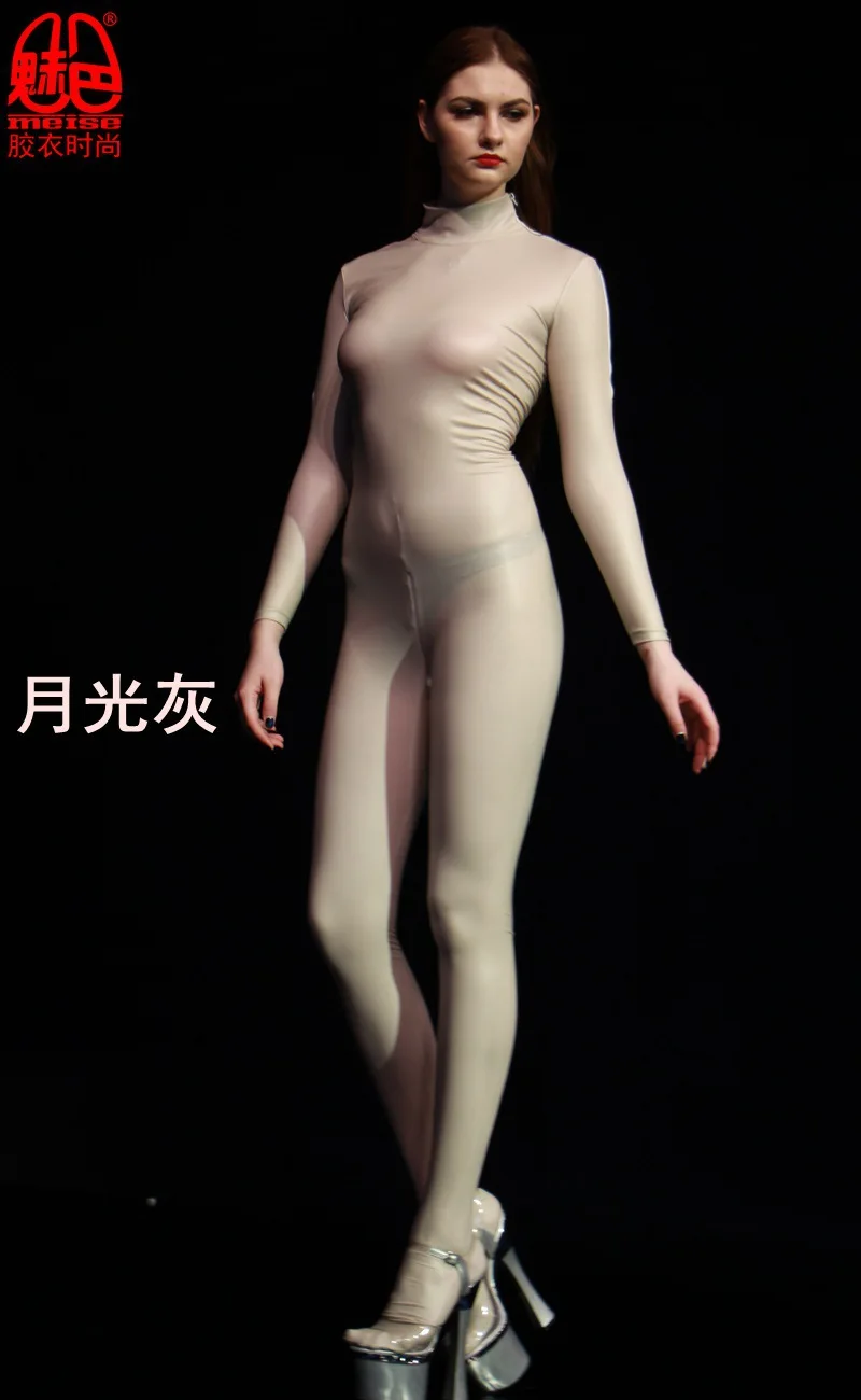 Масло искусственная латекс эластичный с длинными рукавами на молнии боди