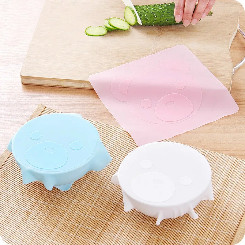 Practical Cute Multi-Functional Reusable Silicone Refrigerator Food Storage Cover Saran Wrap Cling Film Kitchen Tools 5ZCF319 | Дом и сад