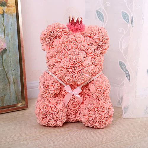 Type 4 YO CHO розовый медведь 40 см 23 см цветы искусственный плюшевый медведь розы Женские Подарочные коробки ко Дню Святого Валентина свадебные украшения цветы - Цвет: Type 4