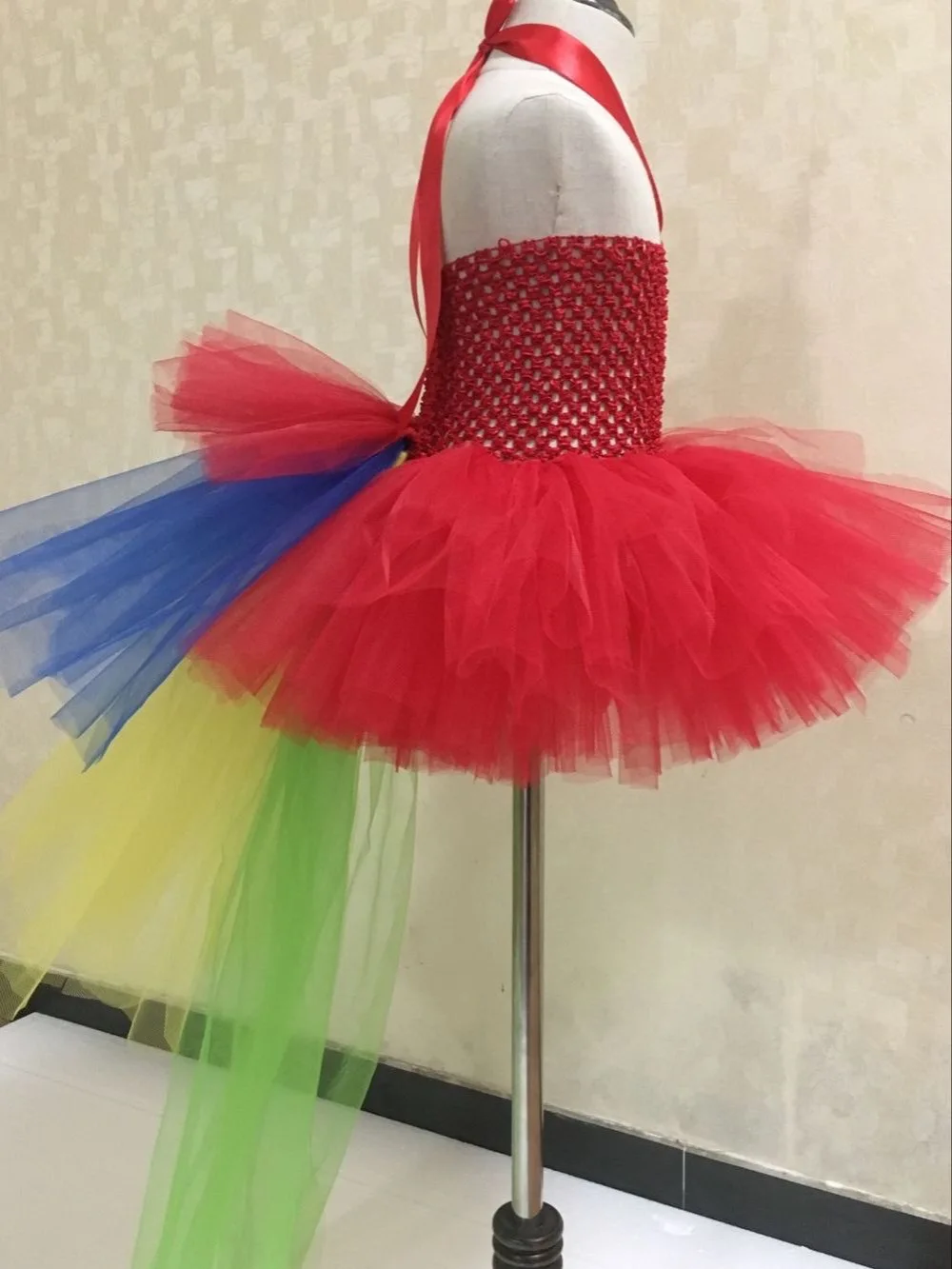 Lovely Girls Rainbow Color Sweep Tutu Dress Baby Fluffy Layers Tulle Ballet Tutus with Strap and Flower Hairbow Kids Party | Детская