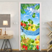 pvc self adhesive door sticker creative fruit poster 3d photo wall painting wallpaper living room bedroom restaurant door mural