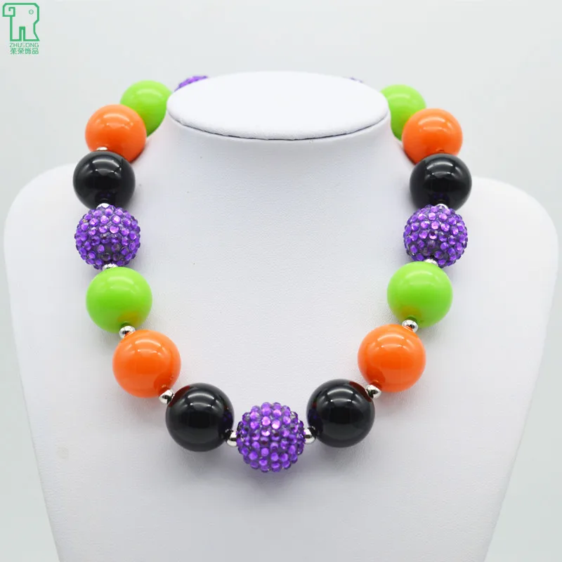 

5PCS Girls Colorful Beaded Necklace New Fashion Princess Chunky Bubblegum Collar Children Jewelry Kids Colorful Beaded Necklace