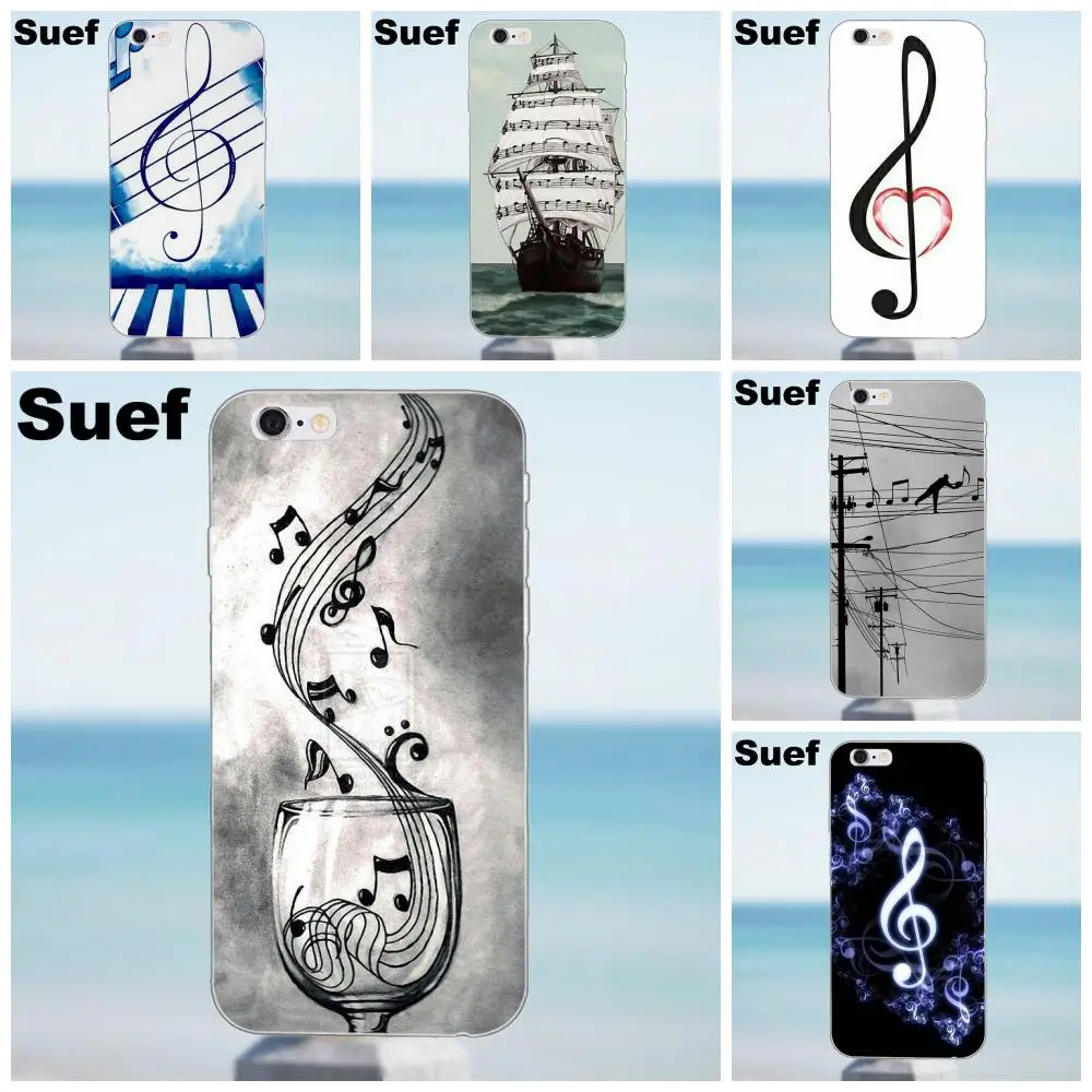 Суэф с изображением музыкальных нот для iPhone 4 4S 5 5S 5C SE 6 6S 7 8 Plus X samsung Galaxy J1 J3 J5 J7 A3 A5 чехол для телефона из мягкого ТПУ с рисунком Coque