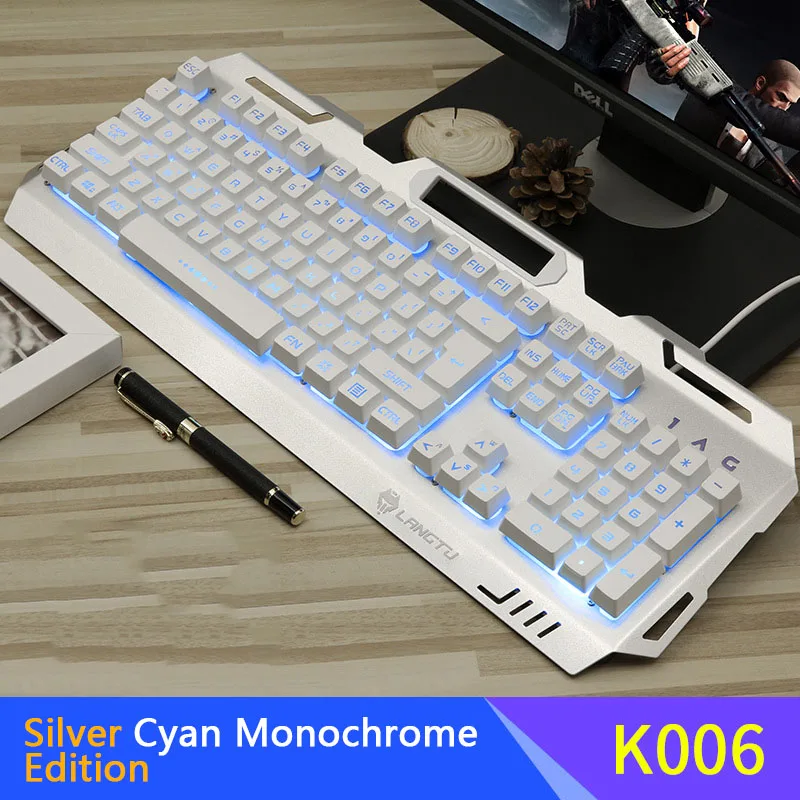 K006 игровая клавиатура 104 ключ Esports игра RGB Проводная Подсветка Механическая сенсорная игровая клавиатура для настольного компьютера ноутбука - Цвет: White Blue light