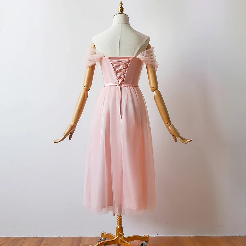 Платье До Колена розового цвета для свадебной вечеринки женское платье подружек