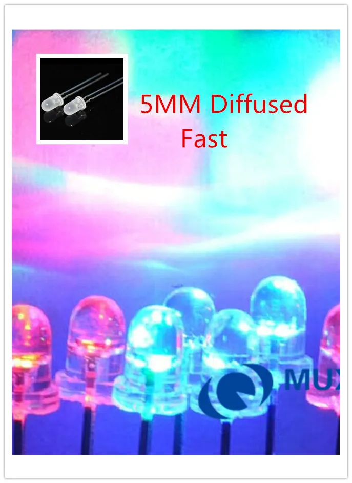 100 шт. 5 мм диффузор RGB Радуга Быстрое мигание Красные Зеленые Синие