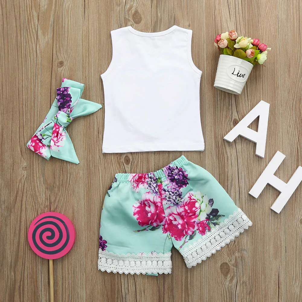 Детская одежда для маленьких девочек 3 шт. жилет с цветочным рисунком топы на