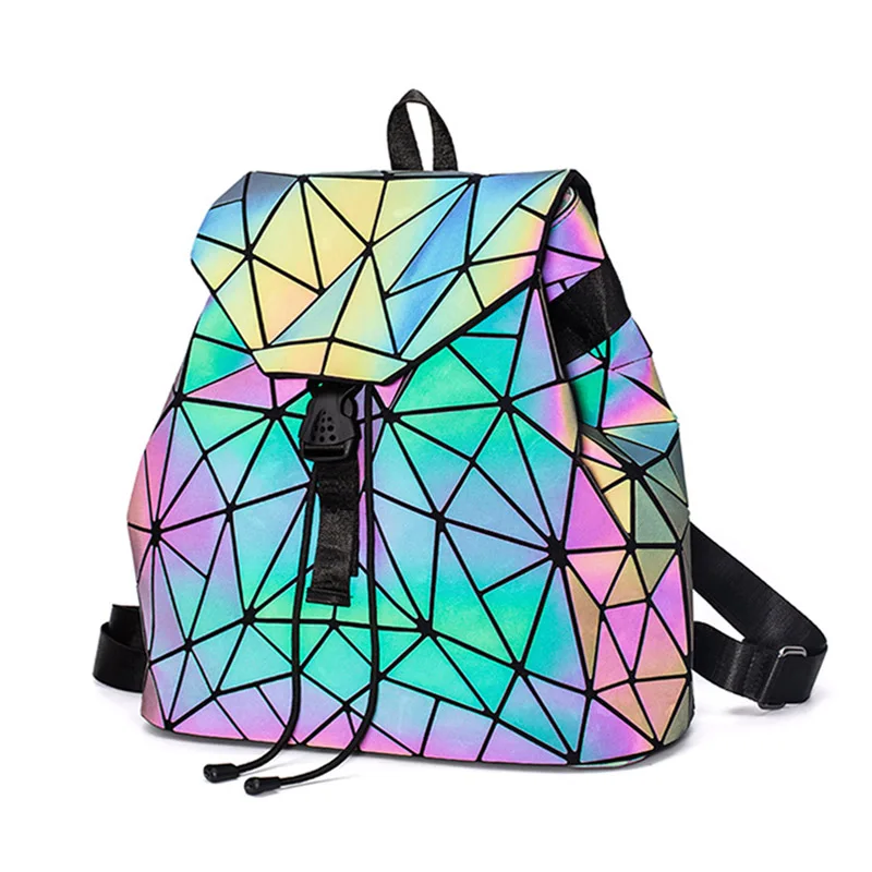 Светящийся женский рюкзак Mochila Feminina, Геометрическая посылка, складные сумки с блестками, школьные сумки для девочек-подростков