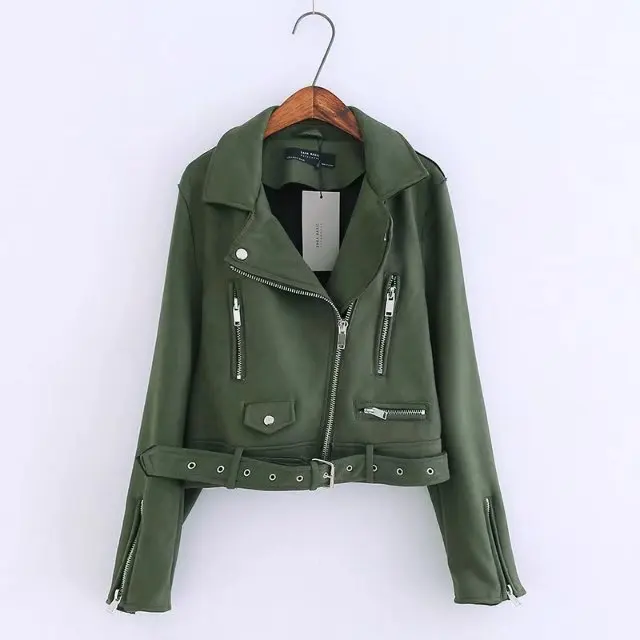 Women Moto&Biker Faux Leather Jacket Chamois Velvet Leather Jacket Female XS S M L Fashion Solid Zipper Chain Lady Jackets