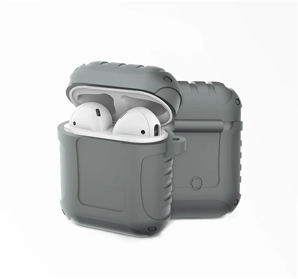 Прочный бронированный чехол для наушников для Apple AirPods, мягкий силиконовый чехол из ТПУ, полный защитный противоударный чехол-держатель для Airpods