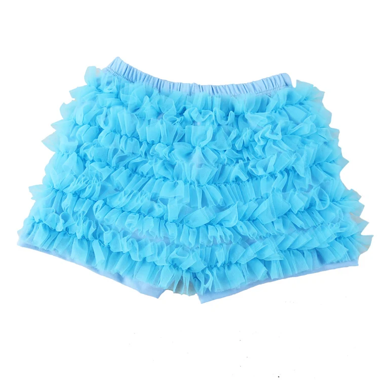 01 sky blue Розничная ; Детские однотонные кружевные шорты с оборками для девочек; школьная одежда для детей; Изысканная одежда для девочек; От 1 до 12 лет - Цвет: 01 sky blue