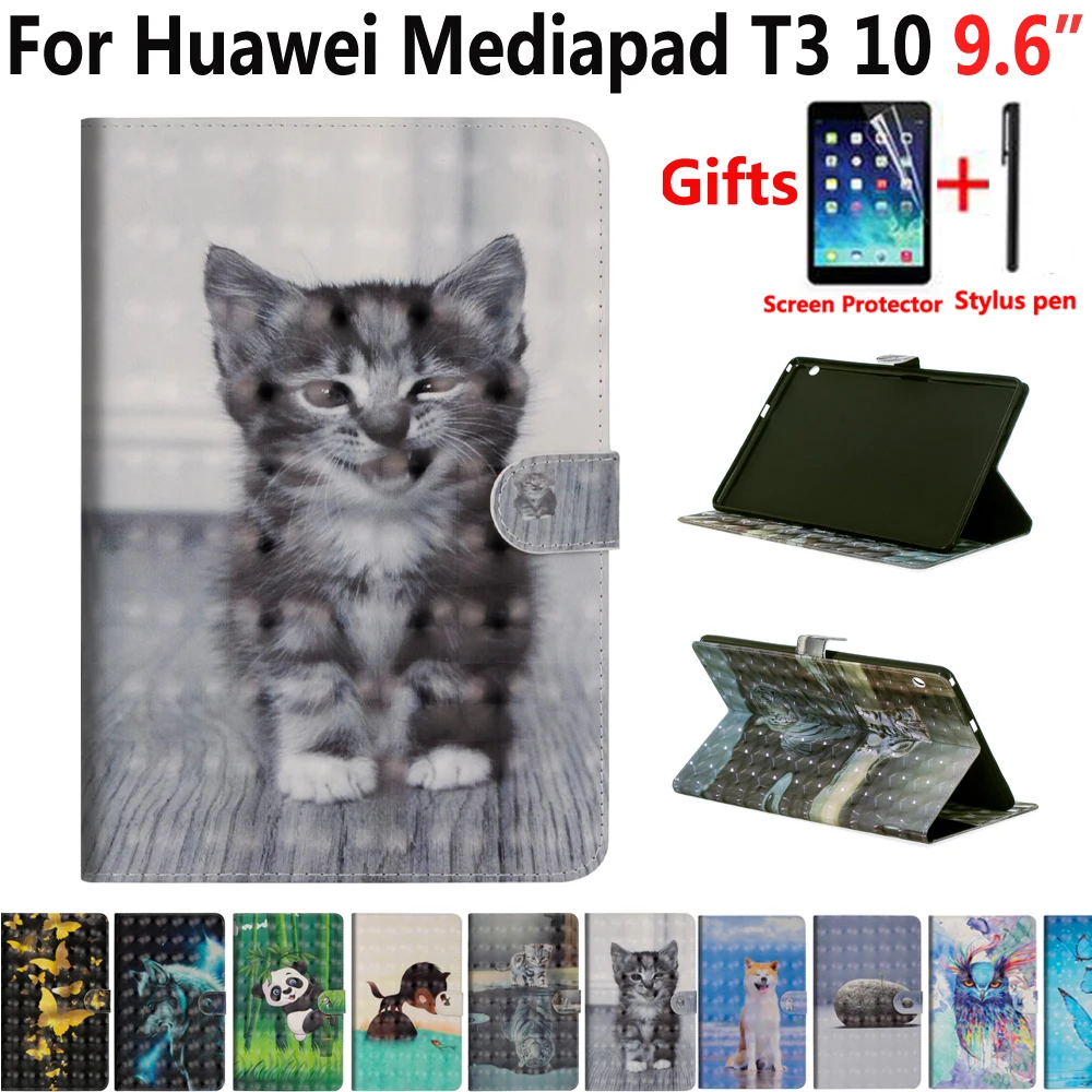 Чехол с изображением животных для Huawei Mediapad T3 10 9 6 дюйма Женская яркая обложка