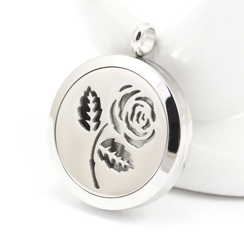 Подвеска-медальон из нержавеющей стали с распылителем эфирного масла в виде Розы
