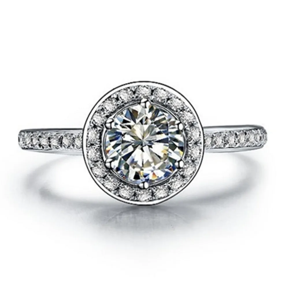 

Brand Certificate Ring Positive Real 18K White Gold Ring 1CT Moissanite Diamond Ring Engagement Halo Moissanite Ring 18K Jewelry