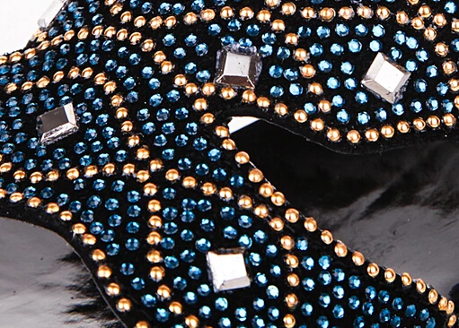 Стразы босоножки на высоком каблуке шлепанцы из натуральной кожи размера плюс 41