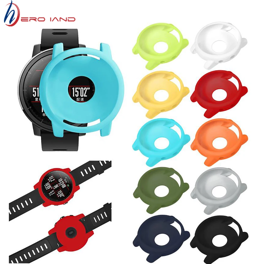 

New Hot Smart Watch Protector Case Colorful Slim Silicone Case Cover Protective Shell For Huami Amazfit Stratos Smart Watch 2/2S