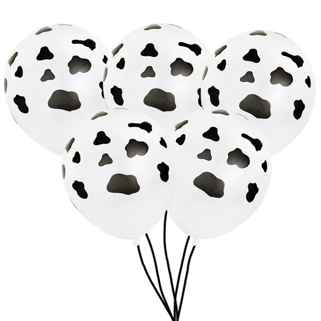 Cow balloon 10pcs 12Inch Dinosaur Balloon Happy Christmas New Year Ballon Clear Mickey Latex Balloons Baby Shower New Year Party Decor - Цвет: Cow balloon