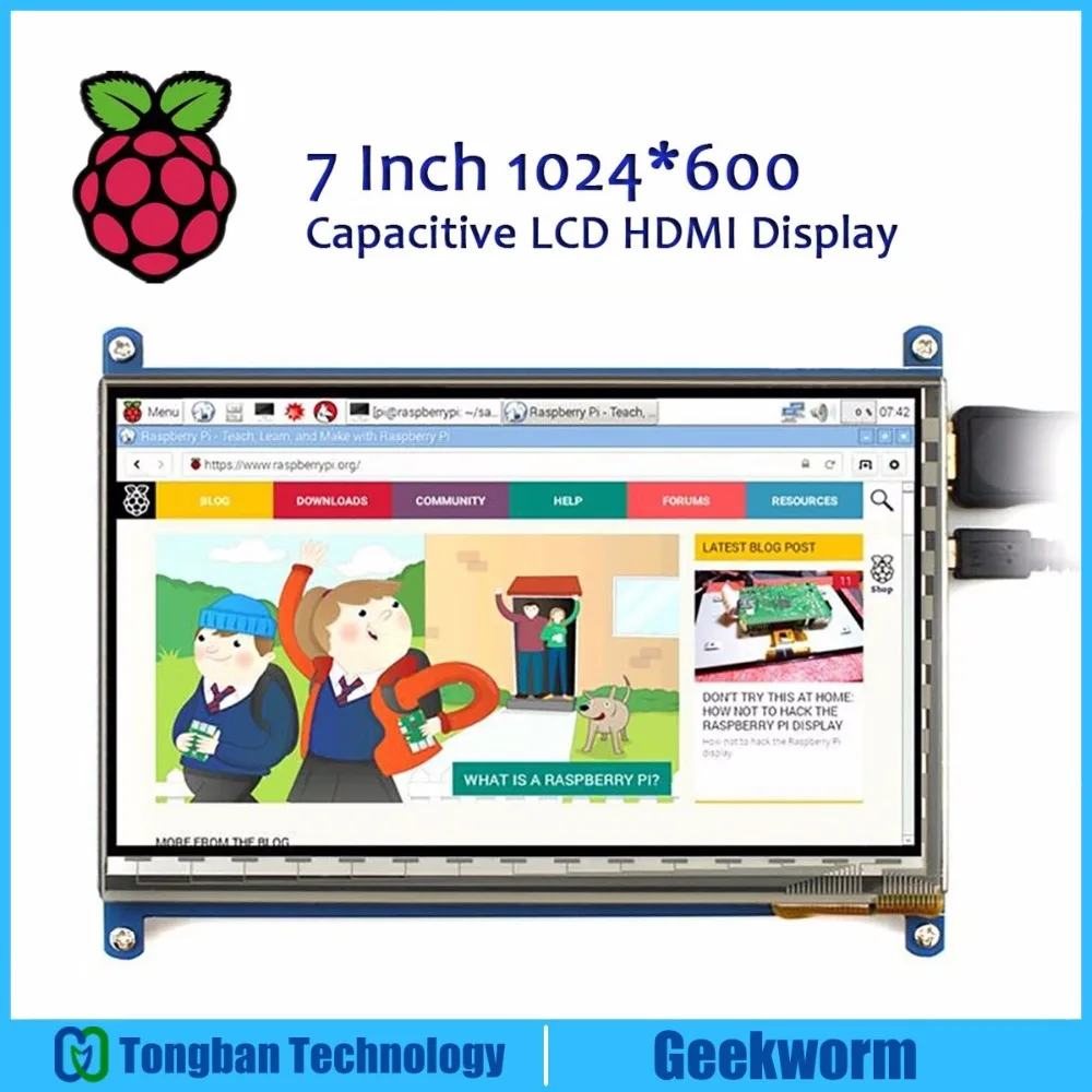 Raspberry Pi 4 Model B 7 дюймов сенсорный экран 1024*600 HDMI TFT ёмкостный ЖК дисплей/монитор для pi