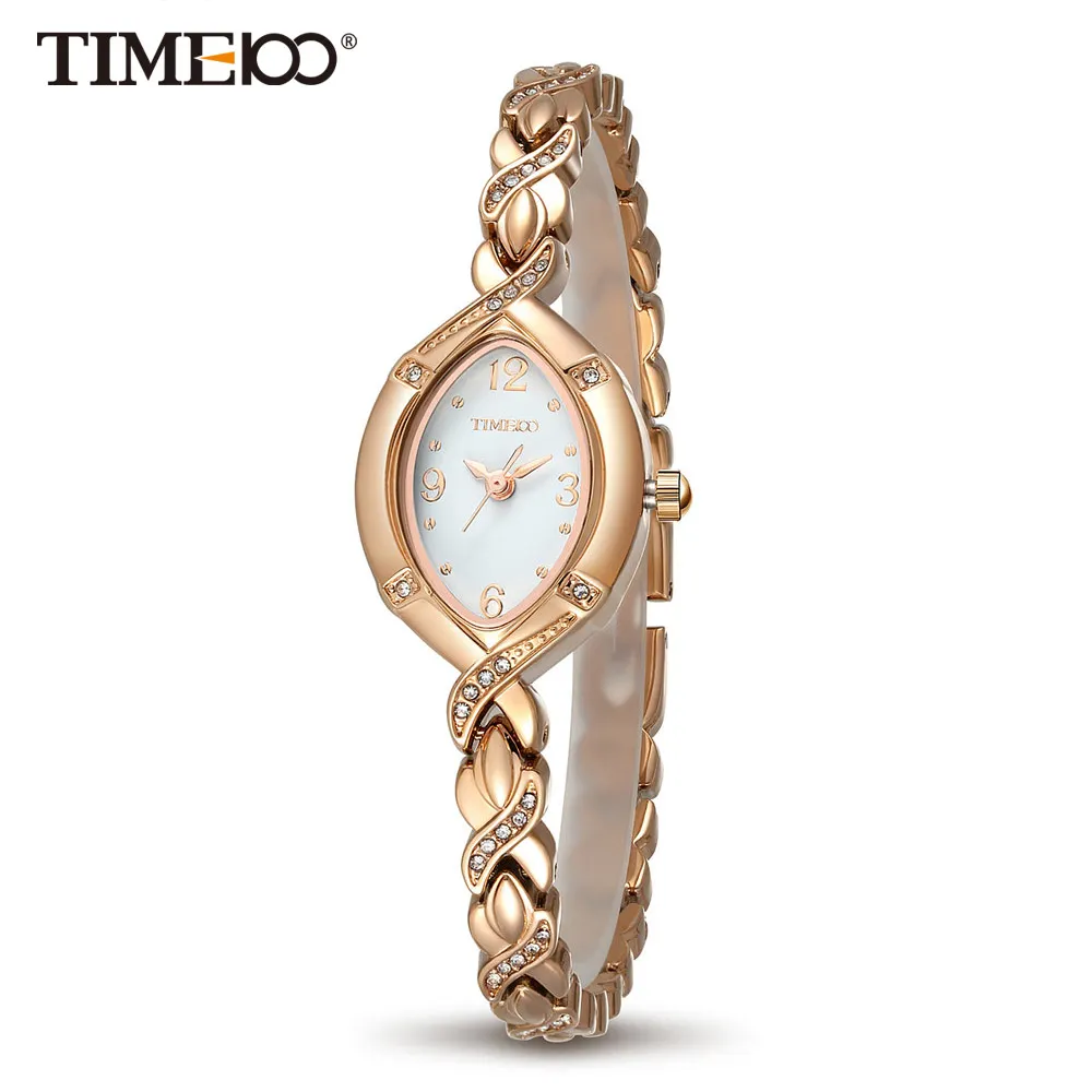 TIME100 женские кварцевые Часы ювелирные украшения циферблат под золото с