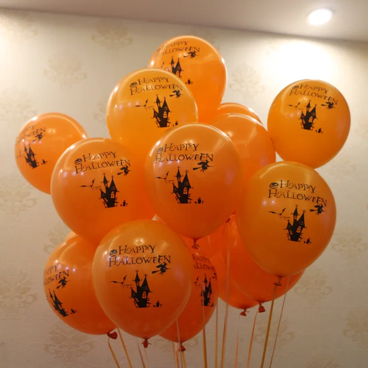 100 шт. латексные шары для Хэллоуина тыква смайлик вечеринка Череп принт замок
