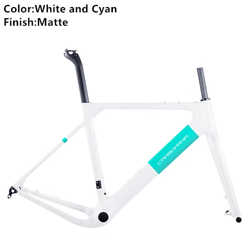 White and Cyan Matte Карбоновая дорожная рама 27,5 er/700c гравийная велосипедная рама mtb карбоновый дисковый тормоз Велокросс велосипедная Рама в комплекте 650b через ось 12*142 мм - Цвет: White and Cyan Matte