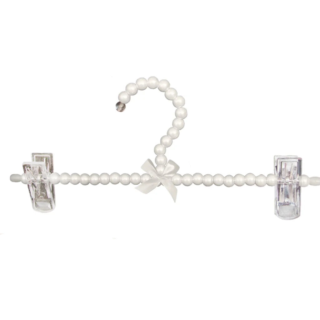 

30cm Premium Metal Elegant Clothes Hangers Covered in Pearl Beads Trousers Dress Holder with Clip