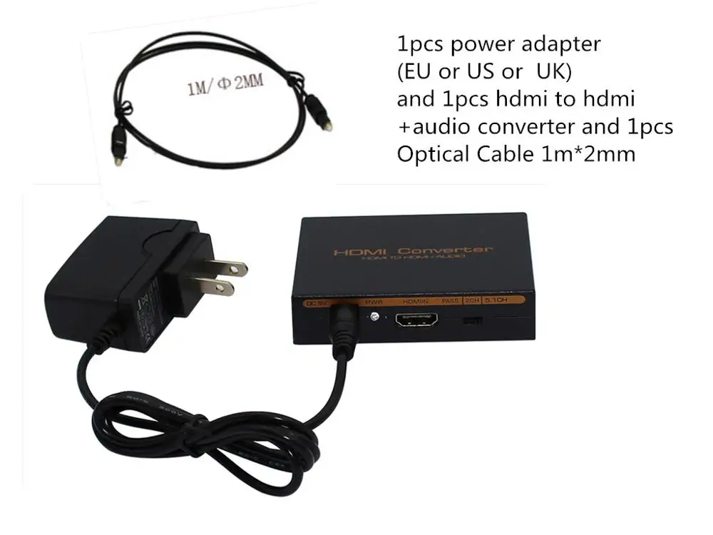 1m2mm 1080P HDMI в HDMI Оптический SPDIF Suppport 5,1+ RCA L/R аудио видео экстрактор конвертер сплиттер адаптер - Цвет: 1m2mm