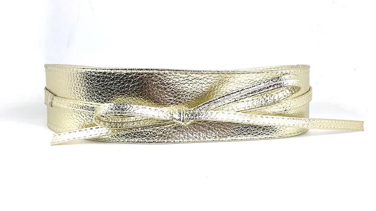 gold Платье с поясом, новые модные женские туфли из мягкой кожи широкий галстук-бабочка Обёрточная бумага вокруг талии пояс-корсет для Для женщин - Цвет: gold