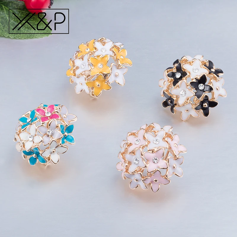 Модные Роскошные серьги гвоздики X & P в Корейском стиле с кристаллами Золотые для