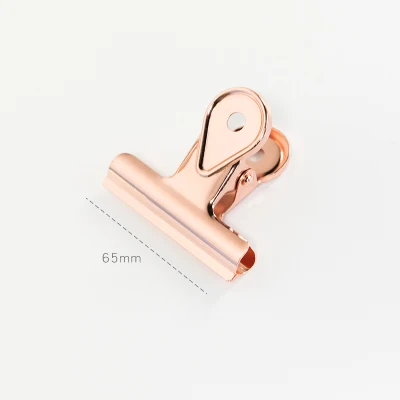 65mm rose gold Роскошные Металлические зажимы в виде ласточкиного хвоста цвета розового золота, Канцелярский бумажный органайзер для документов, скоросшиватель, школьные офисные аксессуары - Цвет: 65mm rose gold