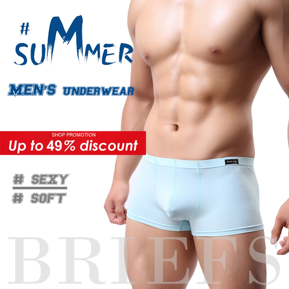 Ультра тонкие сексуальные мужские трусы боксеры шорты дышащий ледяной шелк