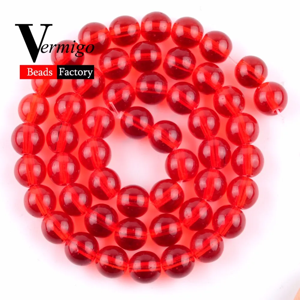 Оптовая продажа круглые чешские стеклянные бусины красные свободные для