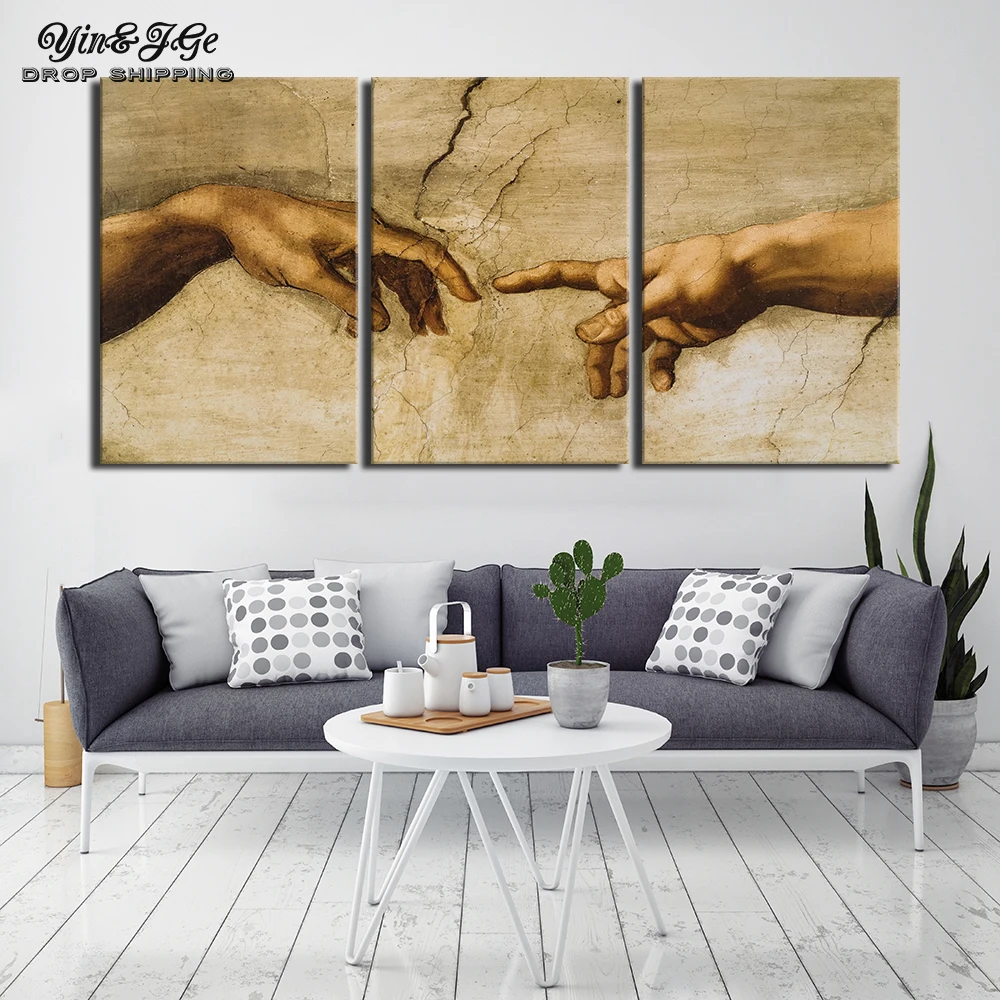 Абстрактные картины искусства комплект из 3 предметов создание Адама Hand of god