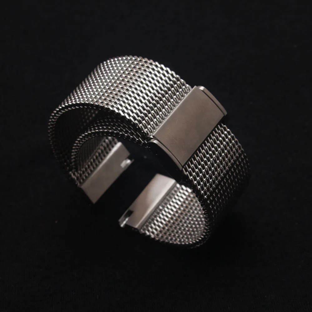 

New High Quality Watchbands 18mm 20mm 21mm 22mm Stainless Steel Black Silver Watches Mesh Band Watch Bracelet Strap fit brands