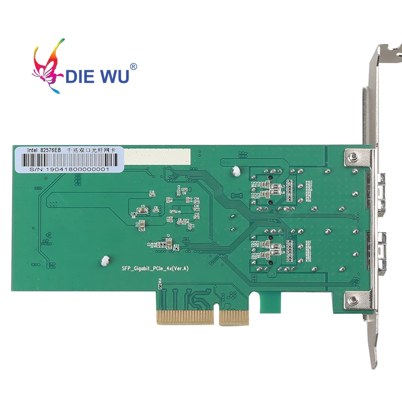 DIEWU 2 порта SFP сетевая карта 1 г волоконно-оптическая сетевая карта PCIe 4X сервер Lan Карта с Intel 82576