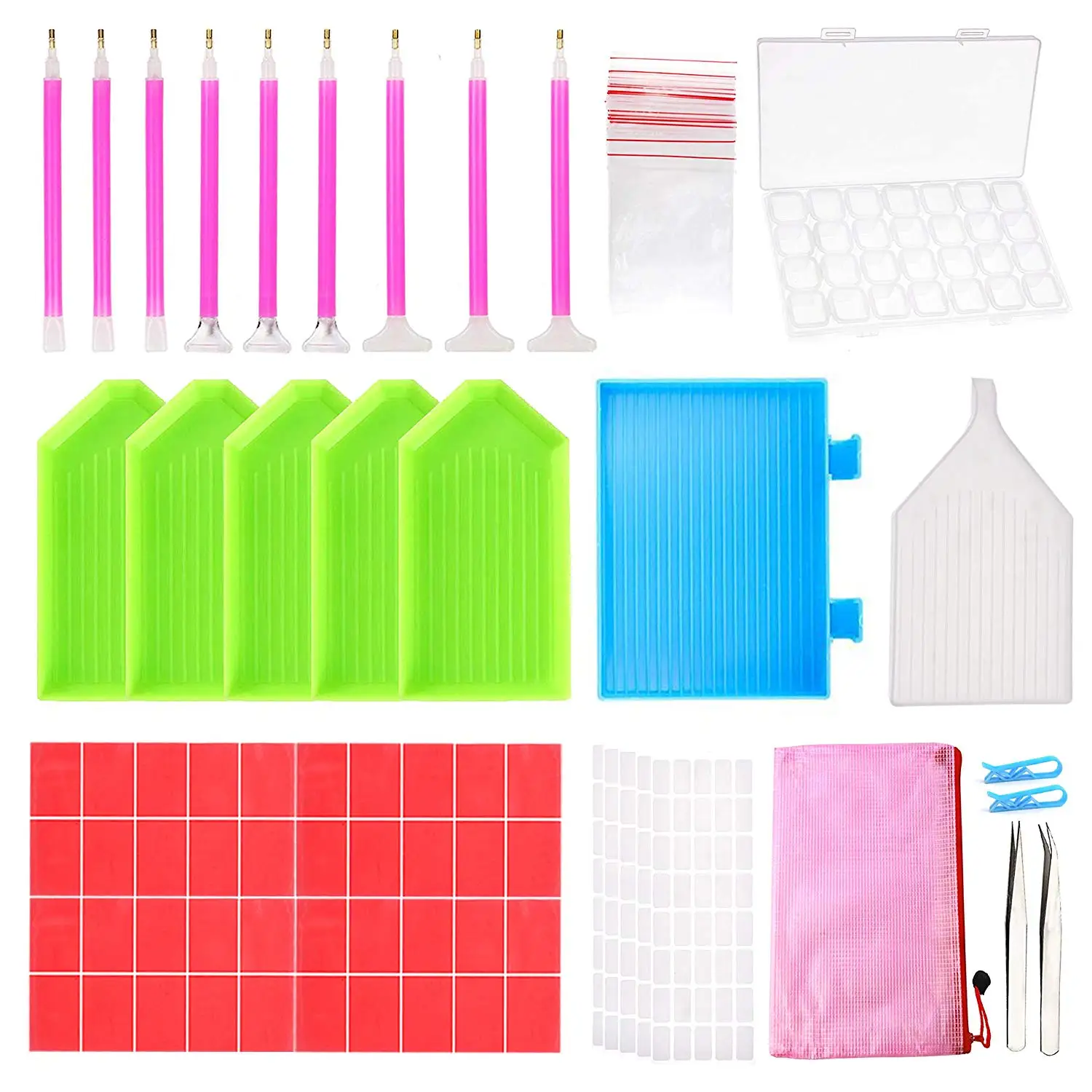 

127Pcs Diamond Painting Tools 5D DIY Cross Stitch Tool Set Embroidery Sewing Accessories with Storage Box and Stickers