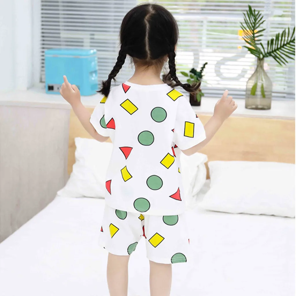 Летняя одежда для маленьких девочек пижамы с героями мультфильмов сна футболка