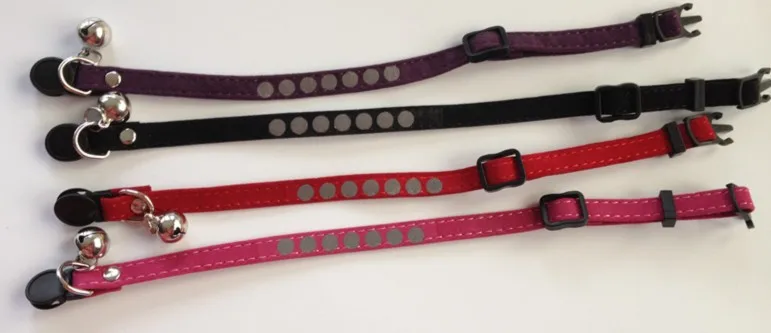 

Free shipping reflective adjustable cat collar breakaway buckle safety with bell 100pcs/lot
