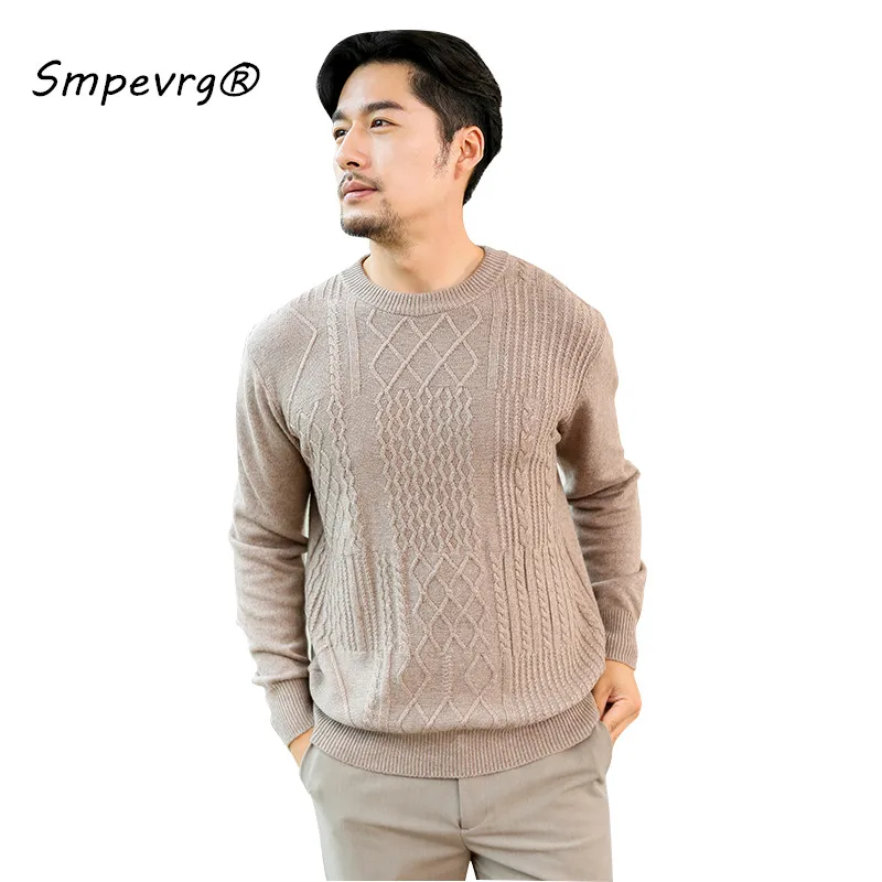 Smpevrg autumn winter cashmere sweater men pullover O neck long sleeve thick man`s knitted casual jumpers warm knit tops|Джемперы| |