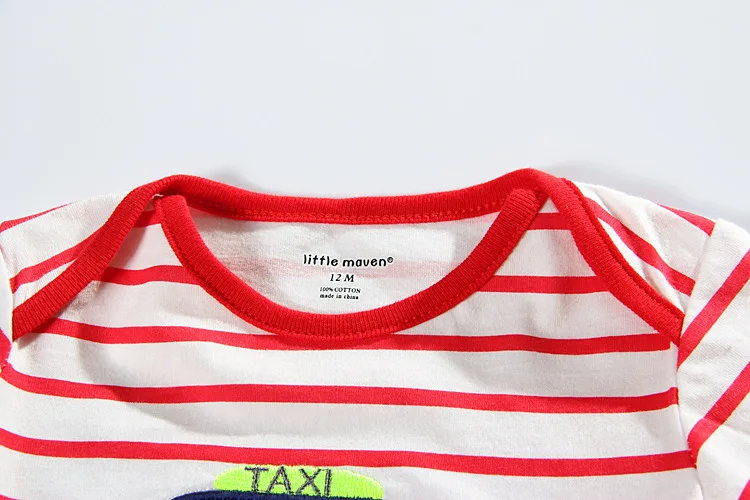 Одежда для маленьких мальчиков в полоску такси модные боди с рукавами рубашки